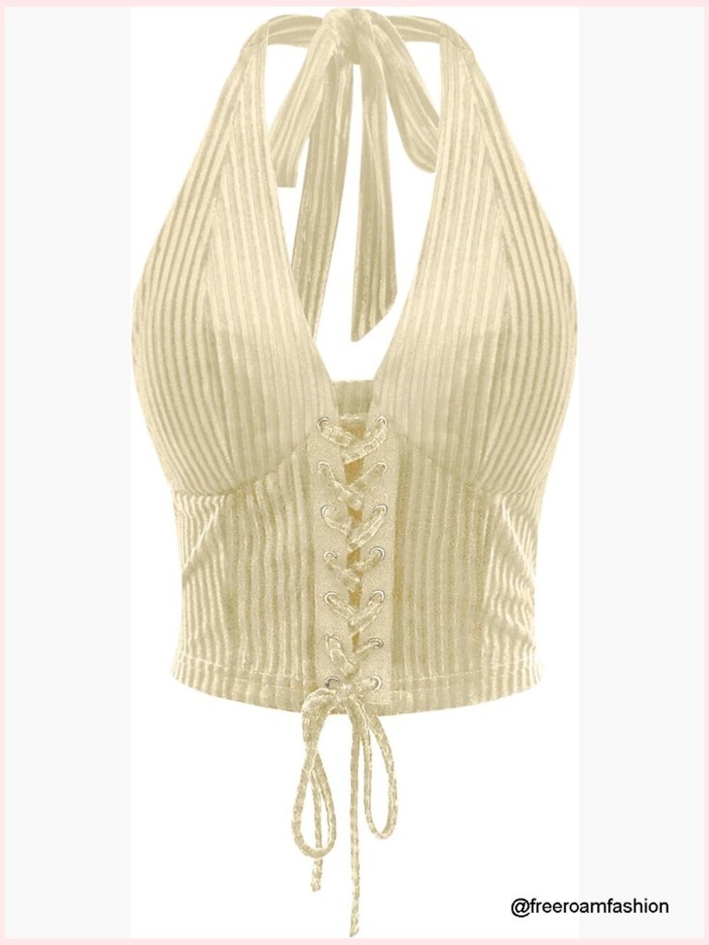 Lace Up Corset Crop Tops Halter Neck Backless Going Out Tank Tops Women